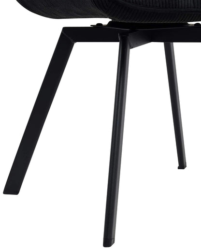 In And OutdoorMatch Eetkamerstoel Ralf - Zwart - Stof - Hoge kwaliteit bekleding - Corduroy Eetkamerstoel - Stijlvolle en eigentijdse uitstraling Eetkamerstoel