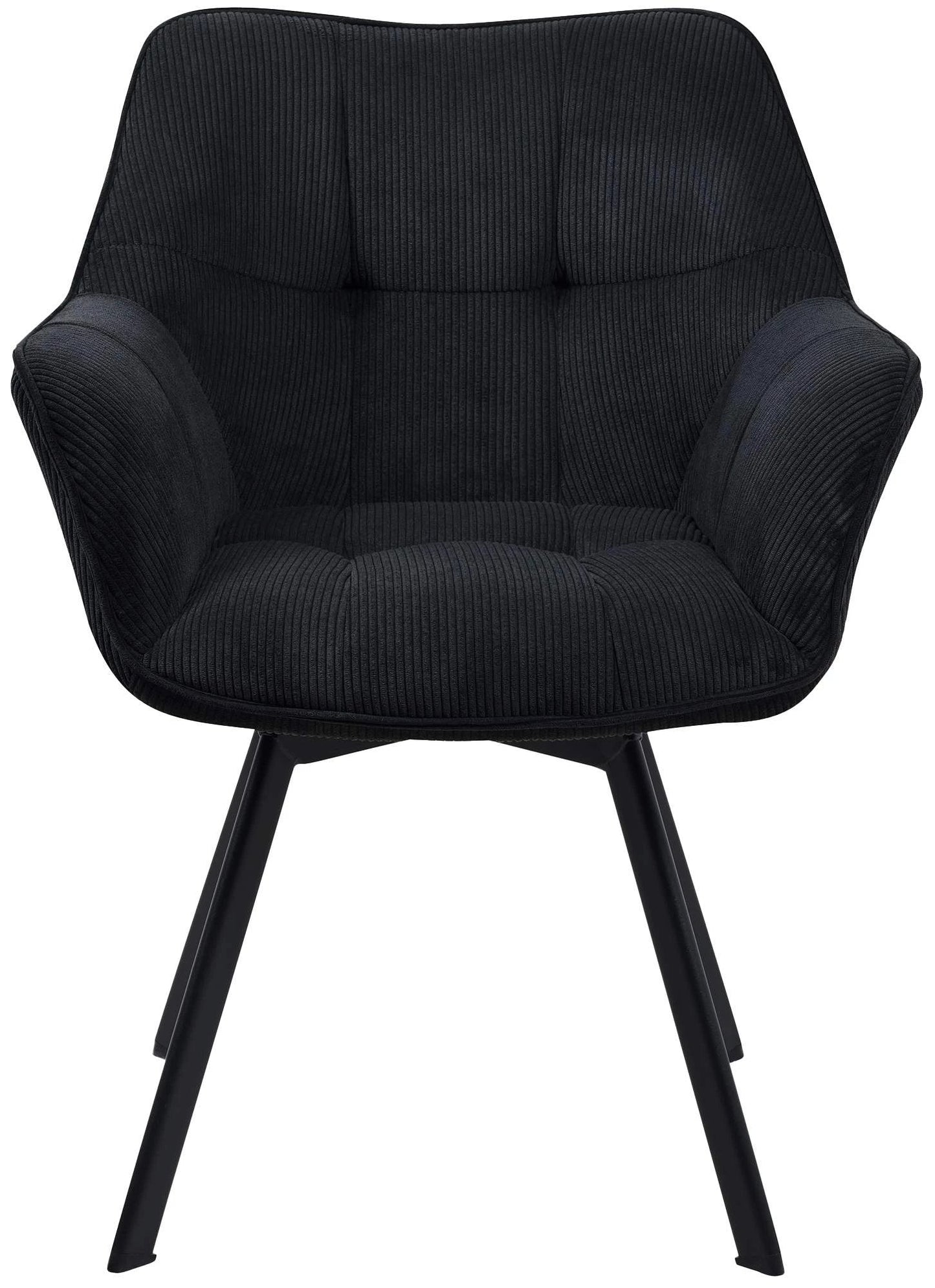 In And OutdoorMatch Eetkamerstoel Ralf - Zwart - Stof - Hoge kwaliteit bekleding - Corduroy Eetkamerstoel - Stijlvolle en eigentijdse uitstraling Eetkamerstoel