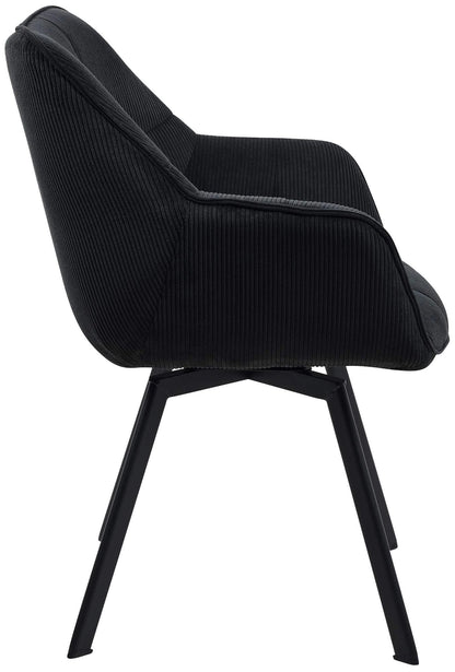 In And OutdoorMatch Eetkamerstoel Ralf - Zwart - Stof - Hoge kwaliteit bekleding - Corduroy Eetkamerstoel - Stijlvolle en eigentijdse uitstraling Eetkamerstoel