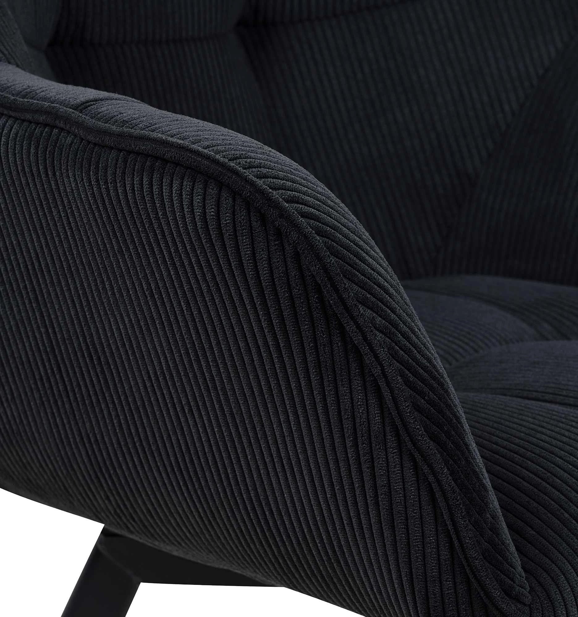 In And OutdoorMatch Eetkamerstoel Ralf - Zwart - Stof - Hoge kwaliteit bekleding - Corduroy Eetkamerstoel - Stijlvolle en eigentijdse uitstraling Eetkamerstoel