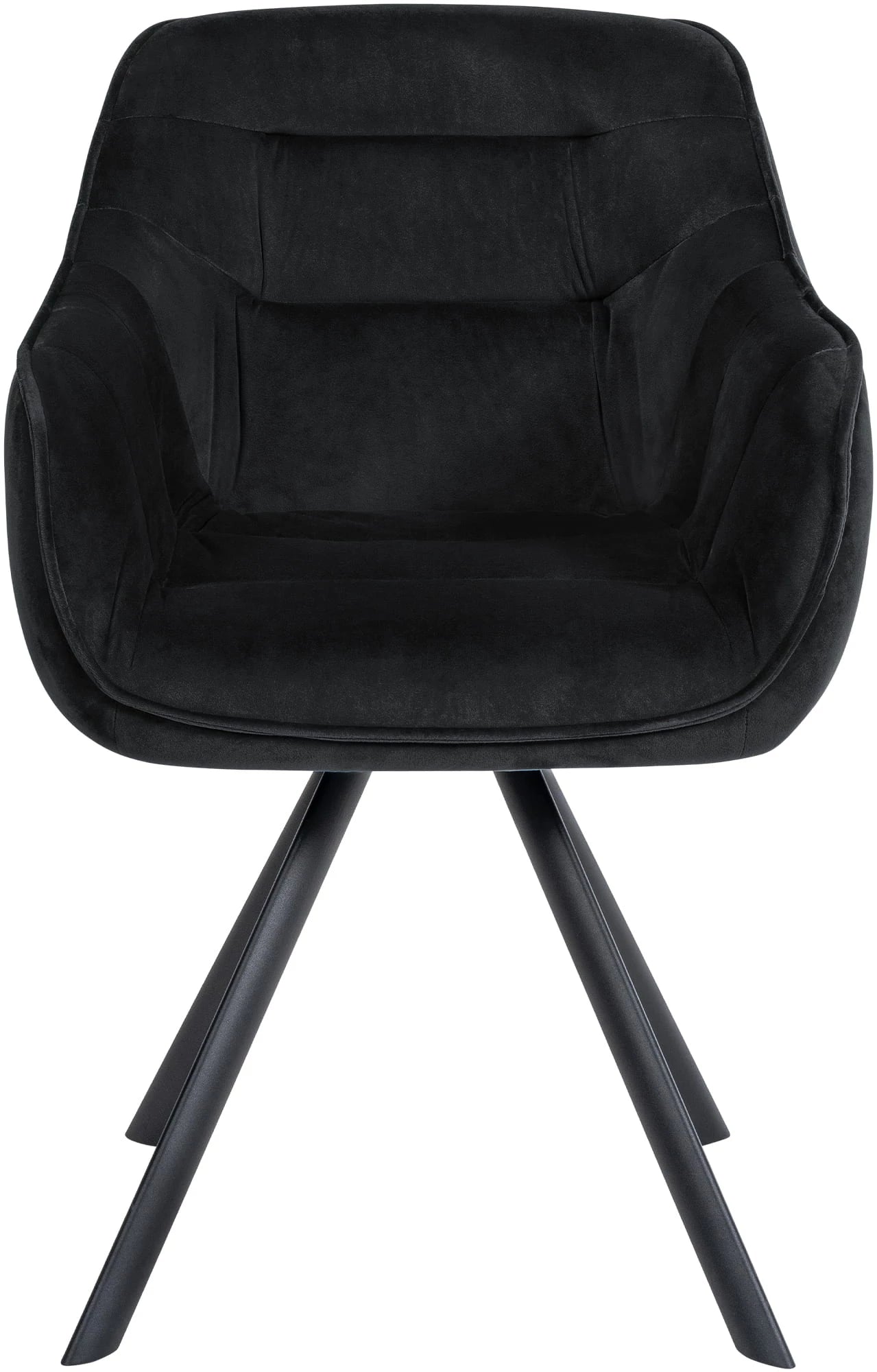 In And OutdoorMatch Eetkamerstoel Rico - Zwart - Met Armleuningen - Fluweel - Hoogwaardige Bekleding - Comfortabele en Luxe Eetkamerstoel - Vintage Look Eetkamerstoel