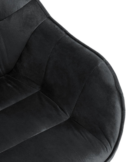 In And OutdoorMatch Eetkamerstoel Rico - Zwart - Met Armleuningen - Fluweel - Hoogwaardige Bekleding - Comfortabele en Luxe Eetkamerstoel - Vintage Look Eetkamerstoel