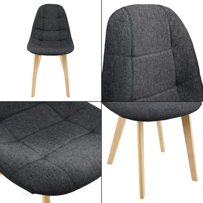 In And OutdoorMatch Eetkamerstoel Rowena - 86x53x47 cm - Set van 6 - Zwart - Beuken en Stof - Gestoffeerde Zitting - Luxe Look Eetkamerstoel