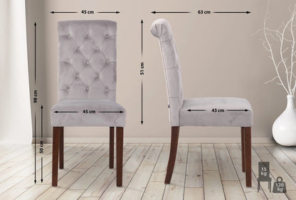 In And OutdoorMatch Eetkamerstoel Selina - Grijs - Stof - Hoge kwaliteit bekleding - Fluwelen Eetkamerstoel - Vintage Look Eetkamerstoel