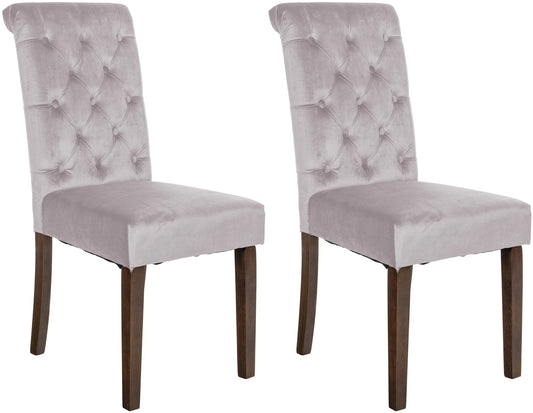 In And OutdoorMatch Eetkamerstoel Selina - Grijs - Stof - Hoge kwaliteit bekleding - Fluwelen Eetkamerstoel - Vintage Look Eetkamerstoel