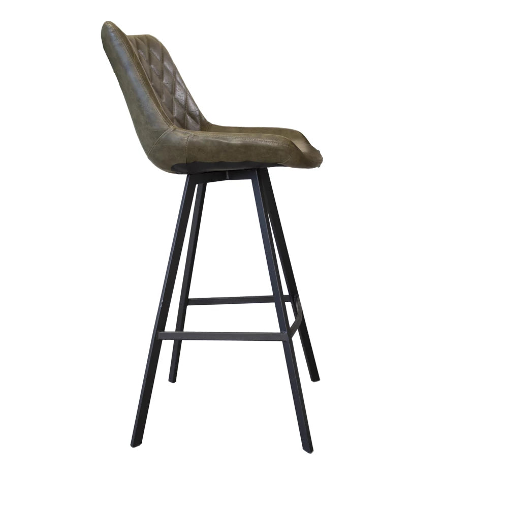 In And OutdoorMatch Eetkamerstoel Sydney - Stijlvol design - Groen - Zonder armleuning - Met rugleuning - Kunstleer Barkruk