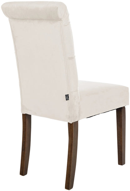 In And OutdoorMatch Eetkamerstoel Zeke - Crème - Stof - Hoge kwaliteit bekleding - Fluwelen eetkamerstoel - Vintage look Eetkamerstoel