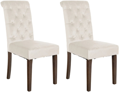 In And OutdoorMatch Eetkamerstoel Zeke - Crème - Stof - Hoge kwaliteit bekleding - Fluwelen eetkamerstoel - Vintage look Eetkamerstoel