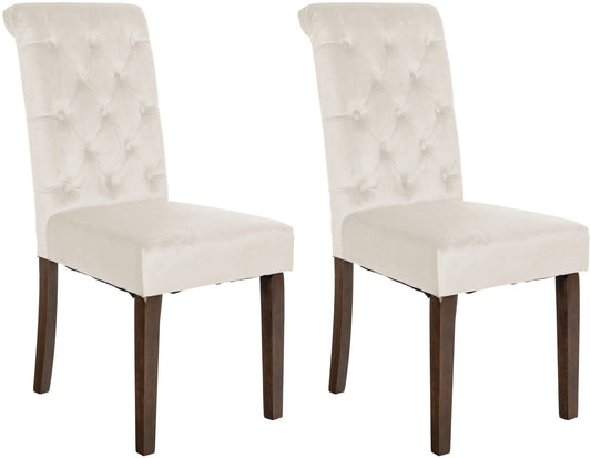 In And OutdoorMatch Eetkamerstoel Zeke - Crème - Stof - Hoge kwaliteit bekleding - Fluwelen eetkamerstoel - Vintage look Eetkamerstoel