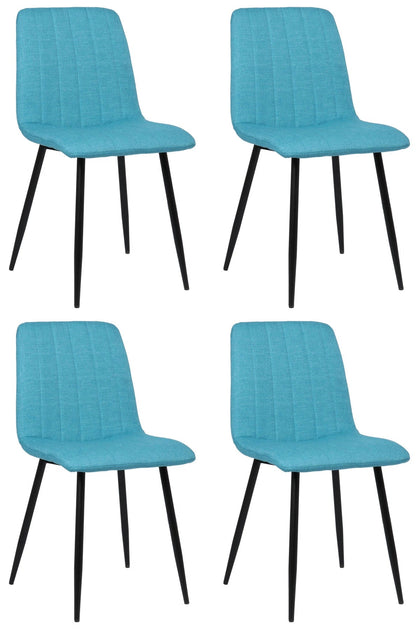 In And OutdoorMatch Eetkamerstoelen Alexa - Blauw - Set van 4 - Stof - Hoge kwaliteit bekleding - Decoratieve eetkamerstoel - Stabiel metalen frame Eetkamerstoel