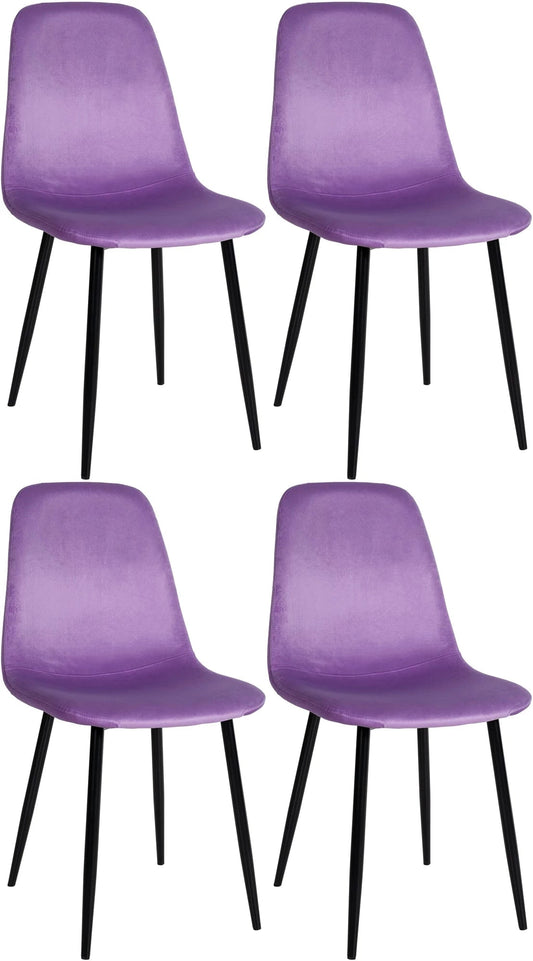 In And OutdoorMatch Eetkamerstoelen Charla - Paars - Set van 4 - Fluweel - Hoogwaardige bekleding - Stijlvolle eetkamerstoelen - Luxe uitstraling Eetkamerstoel