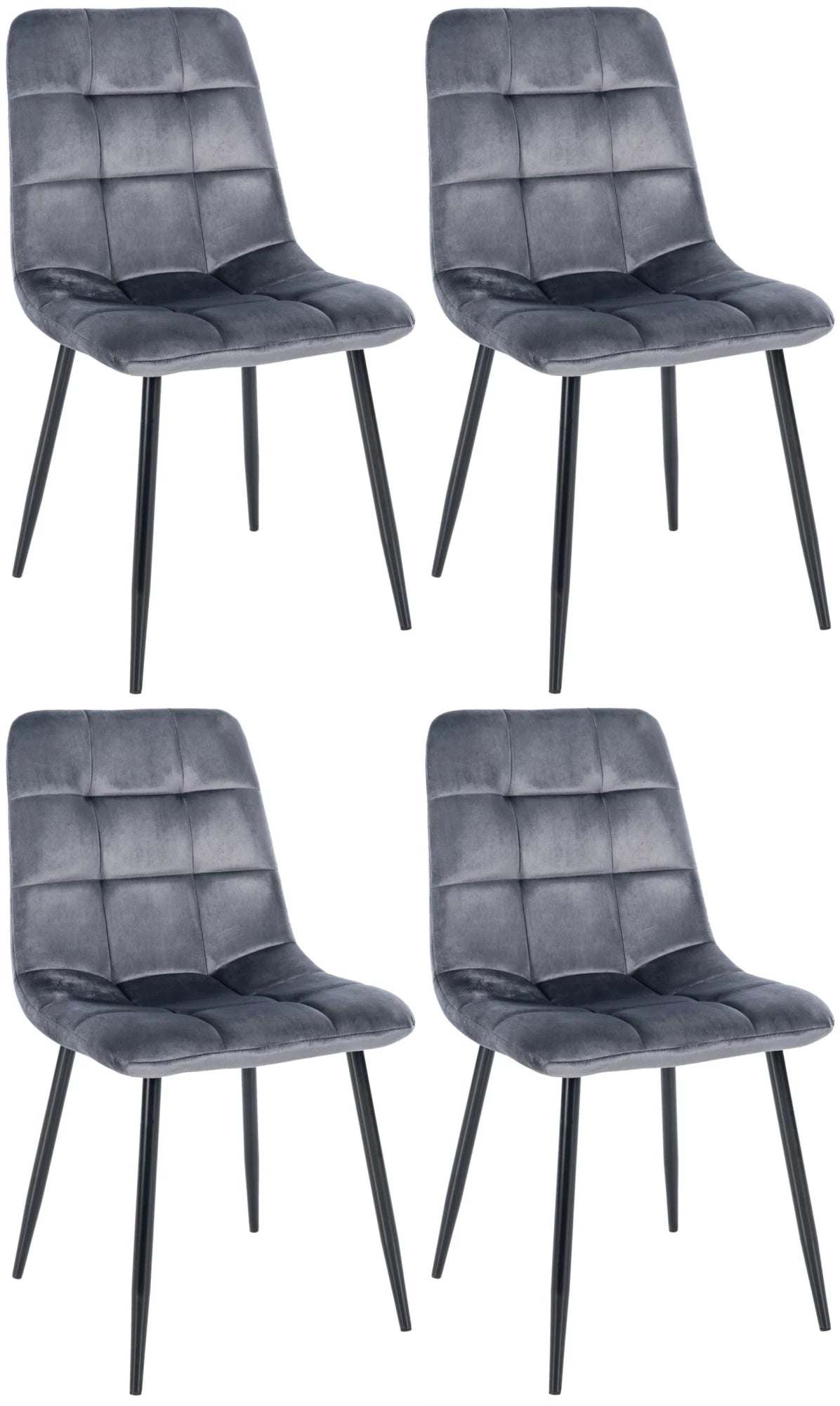 In And OutdoorMatch Eetkamerstoelen Darius - Grijs - Set van 4 - Fluweel - Hoogwaardige bekleding - Opvallende eetkamerstoel - Stijlvolle eetkamerstoel - Gezellige uitstraling Eetkamerstoel