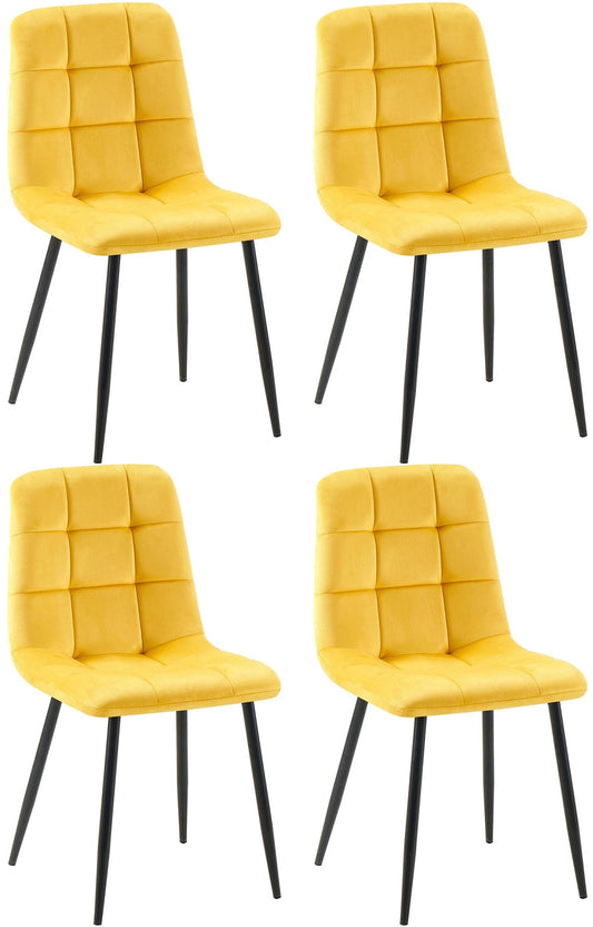 In And OutdoorMatch Eetkamerstoelen Dulcie - Geel - Set van 4 - Stof - Hoge kwaliteit bekleding - Luxe eetkamerstoel - Stijlvolle uitstraling Eetkamerstoel