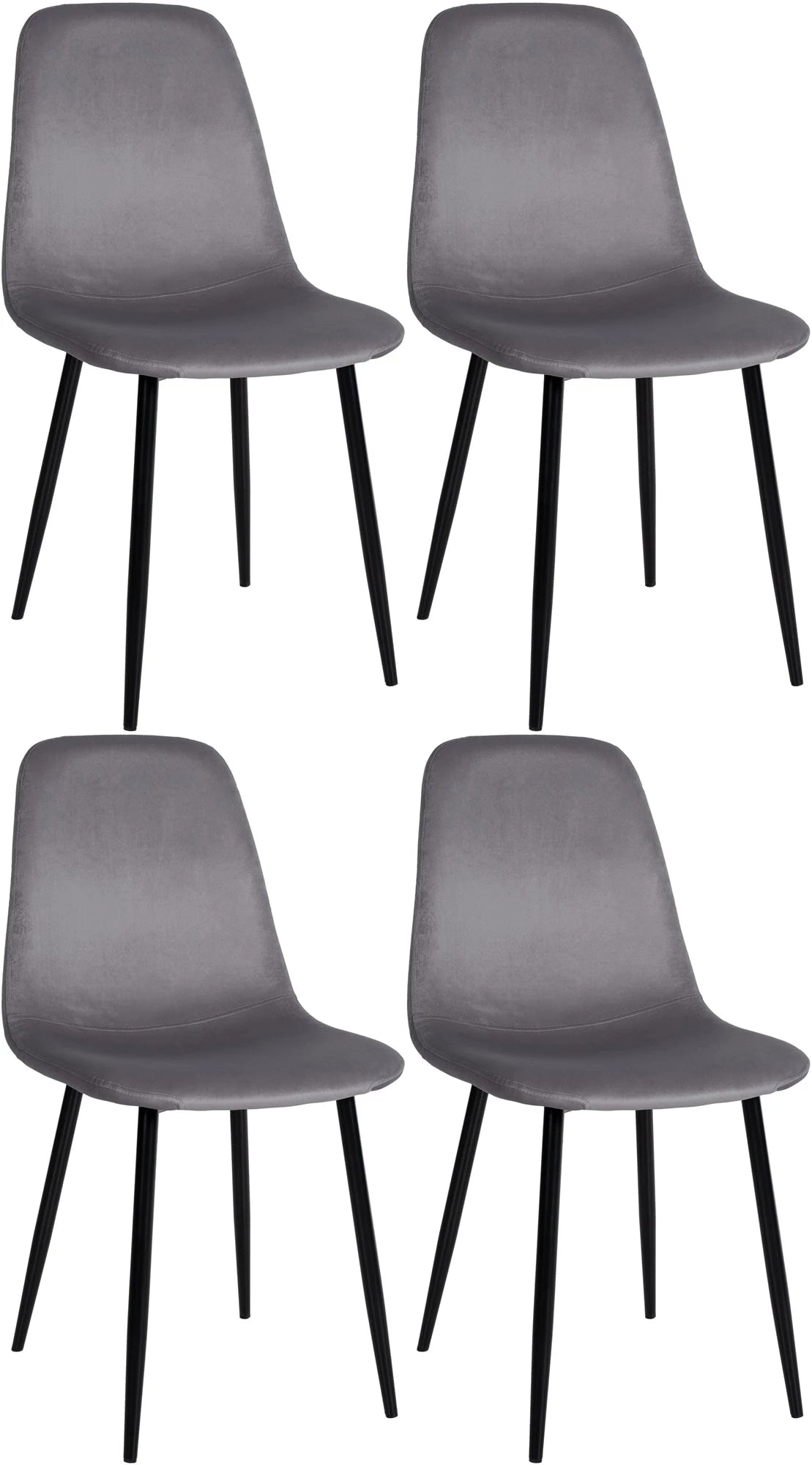 In And OutdoorMatch Eetkamerstoelen Joetta - Grijs - Set van 4 - Fluweel - Hoogwaardige bekleding - Stijlvolle eetkamerstoelen - Luxe uitstraling Eetkamerstoel