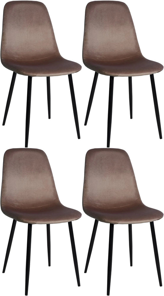 In And OutdoorMatch Eetkamerstoelen Joyce - Bruin - Set van 4 - Fluweel - Hoogwaardige bekleding - Stijlvolle eetkamerstoelen - Luxe uitstraling Eetkamerstoel