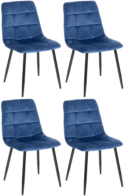 In And OutdoorMatch Eetkamerstoelen Katherine - Blauw - Set van 4 - Fluweel - Hoogwaardige bekleding - Opvallende eetkamerstoel - Stijlvolle eetkamerstoel - Gezellige uitstraling Eetkamerstoel