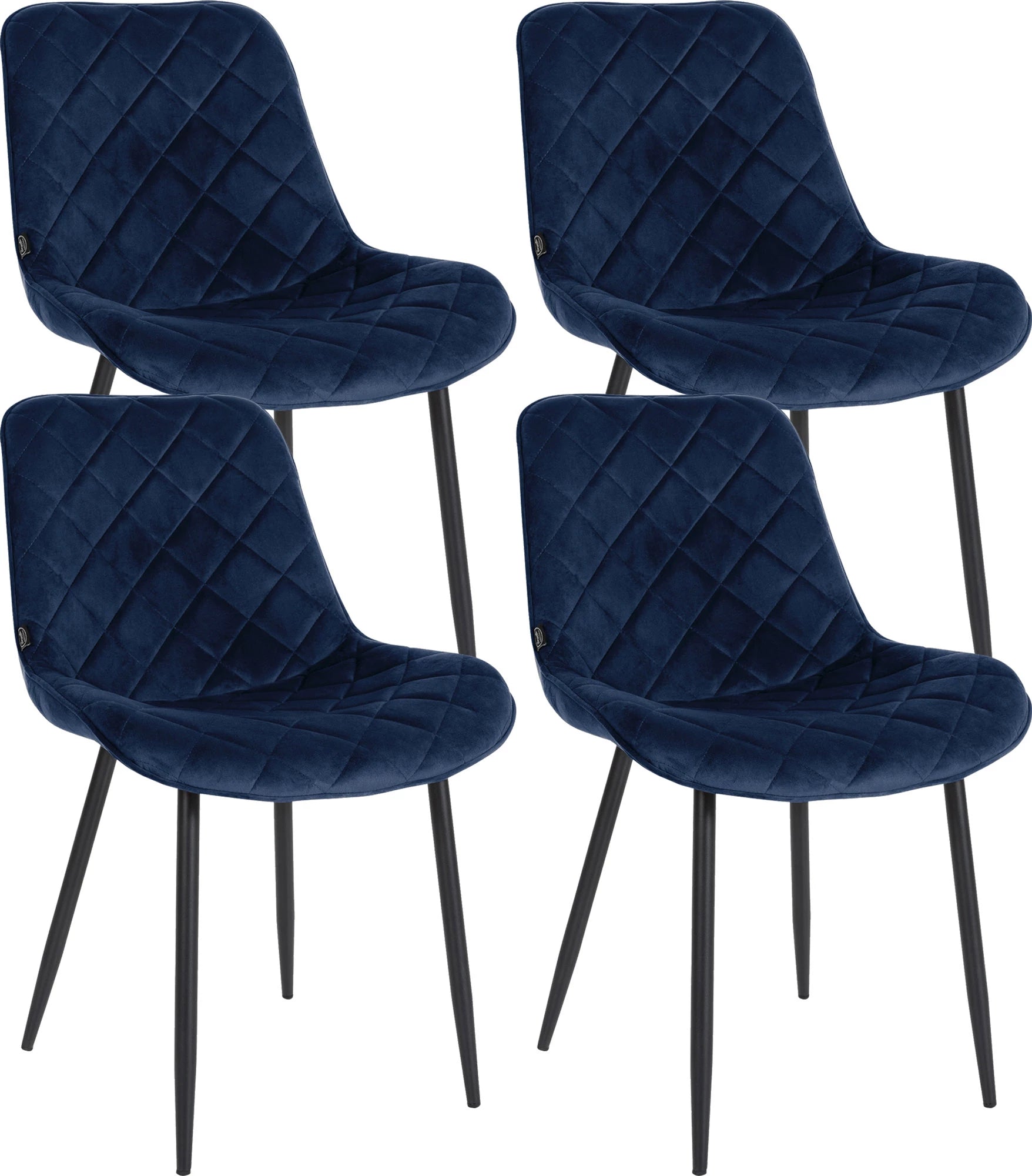 In And OutdoorMatch Eetkamerstoelen Leanne - Blauw - Set van 4 - Fluweel - Hoogwaardige bekleding - Exclusieve eetkamerstoelen - Stijlvolle uitstraling Eetkamerstoel