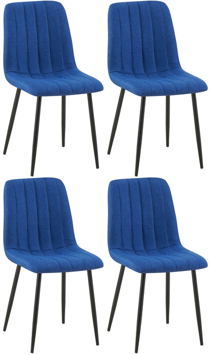 In And OutdoorMatch Eetkamerstoelen Madeline - Blauw - Set van 4 - Stof - Hoge kwaliteit bekleding - Decoratieve eetkamerstoel - Stabiel metalen frame Eetkamerstoel