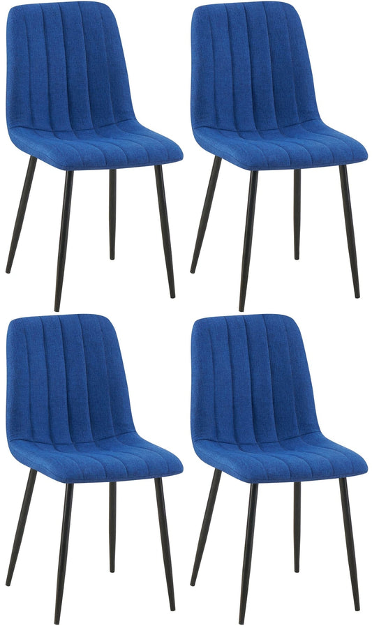 In And OutdoorMatch Eetkamerstoelen Madeline - Blauw - Set van 4 - Stof - Hoge kwaliteit bekleding - Decoratieve eetkamerstoel - Stabiel metalen frame Eetkamerstoel