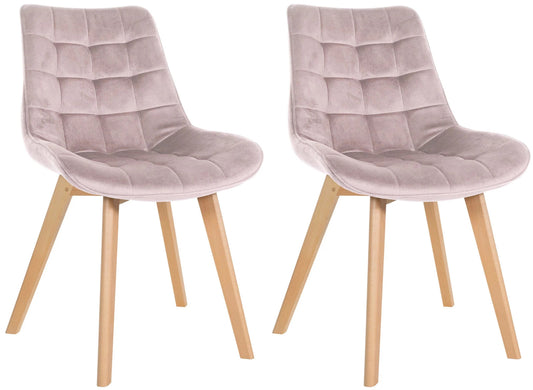 In And OutdoorMatch Eetkamerstoelen Osborn - Lichtroze - Set van 2 - Fluweel - Hoge kwaliteit bekleding - Deluxe Eetkamerstoelen - Exclusieve Look Eetkamerstoel