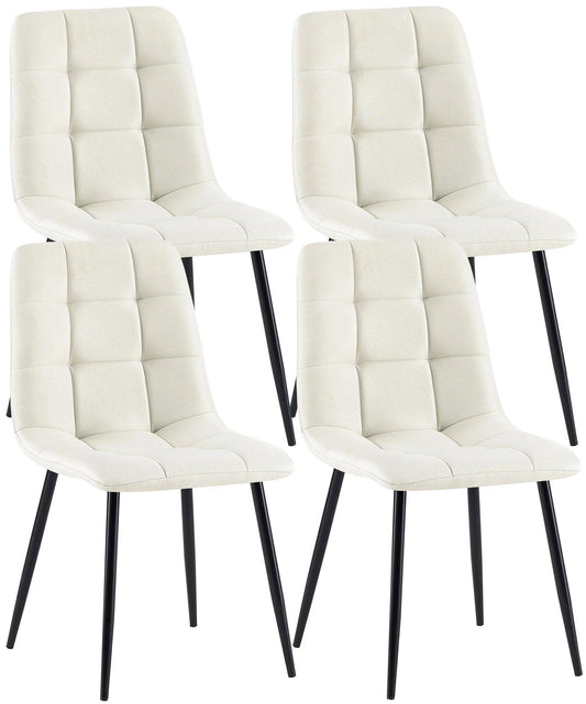 In And OutdoorMatch Eetkamerstoelen Renee - Wit - Set van 4 - Stof - Hoge kwaliteit bekleding - Luxe eetkamerstoelen - Moderne look Eetkamerstoel