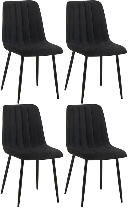 In And OutdoorMatch Eetkamerstoelen Samuel - Zwart - Set van 4 - Stof - Hoge kwaliteit bekleding - Decoratieve eetkamerstoel - Stabiel metalen frame Eetkamerstoel