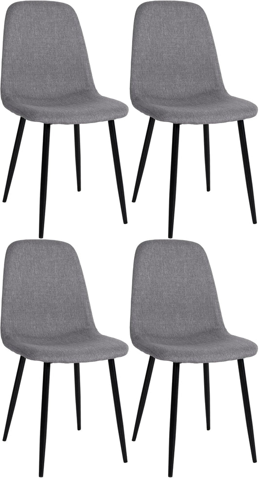 In And OutdoorMatch Eetkamerstoelen Tabatha - Grijs - Set van 4 - Stof - Hoge kwaliteit bekleding - Stijlvolle eetkamerstoelen - Luxe uitstraling Eetkamerstoel