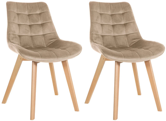 In And OutdoorMatch Eetkamerstoelen Tammie - Beige - Set van 2 - Fluweel - Hoge kwaliteit bekleding - Deluxe Eetkamerstoelen - Exclusieve Look Eetkamerstoel