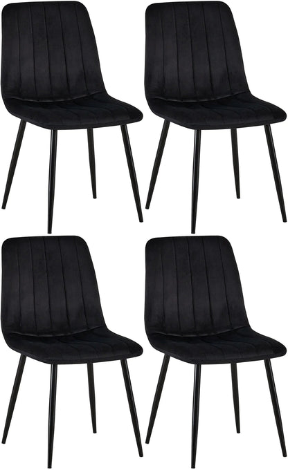 In And OutdoorMatch Eetkamerstoelen Ward - Zwart - Set van 4 - Fluweel - Hoge kwaliteit bekleding - Decoratieve eetkamerstoel - Stabiel metalen frame Eetkamerstoel