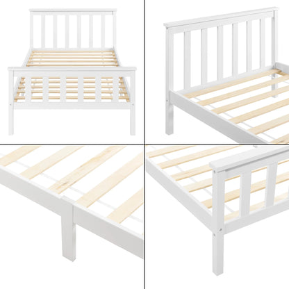 In And OutdoorMatch Houten Bed Alfonso - Met Bedbodem - 120x200 cm - Wit - Snelle Montage Eén persoon slapen