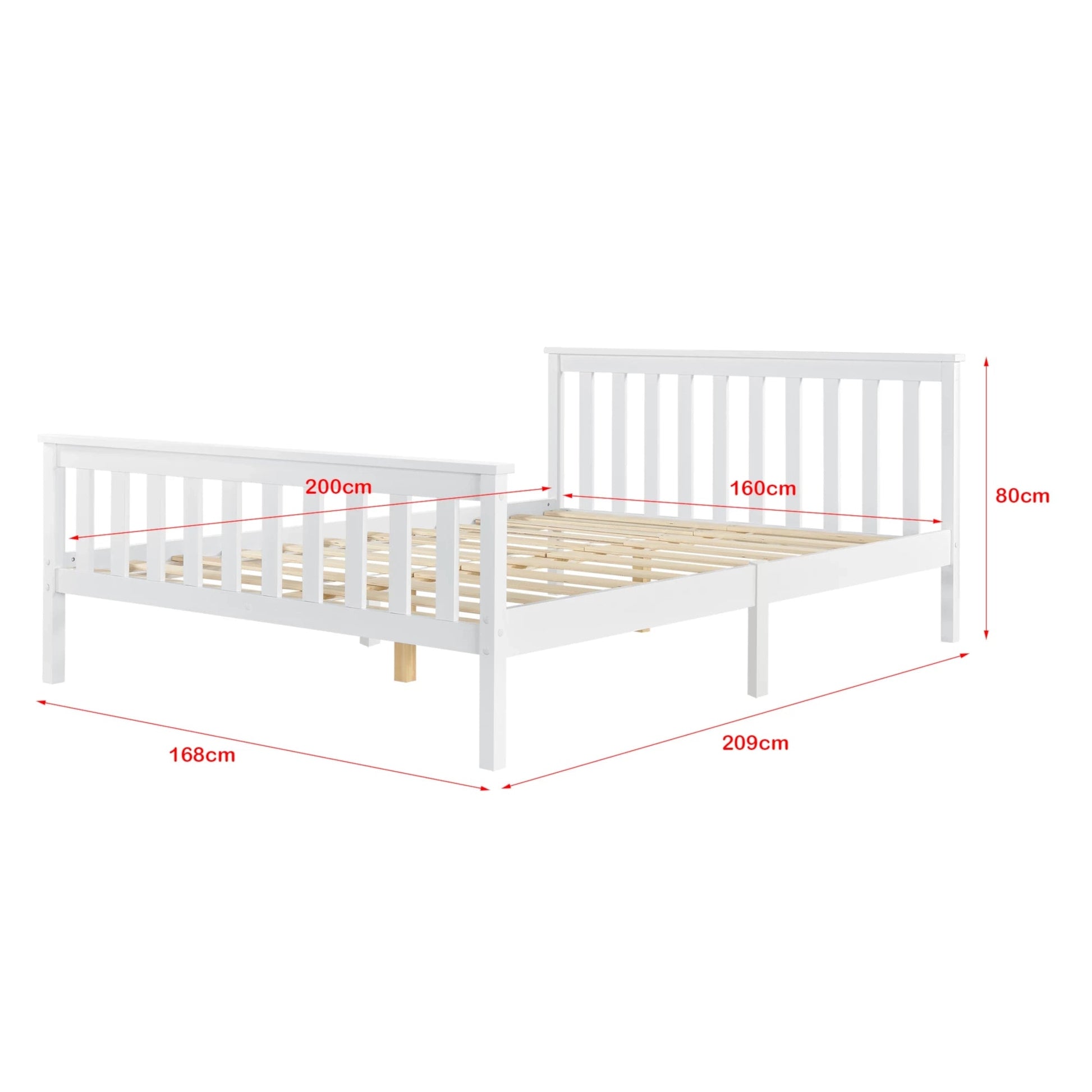 In And OutdoorMatch Houten Bed Bridie - Met Bedbodem - 160x200 cm - Wit - Snelle Montage Eén persoon slapen