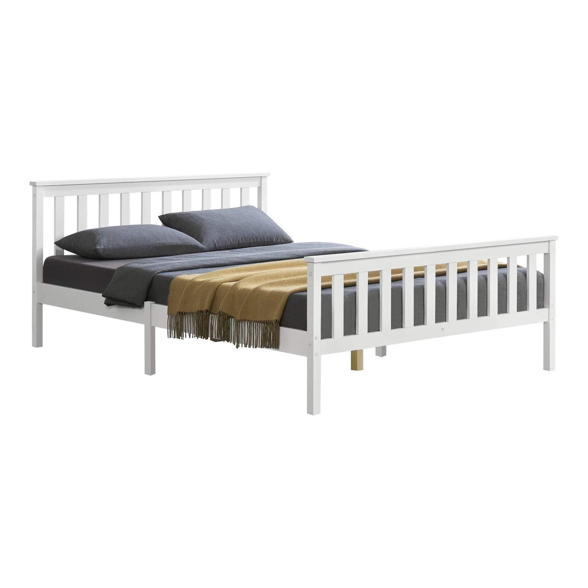In And OutdoorMatch Houten Bed Bridie - Met Bedbodem - 160x200 cm - Wit - Snelle Montage Eén persoon slapen