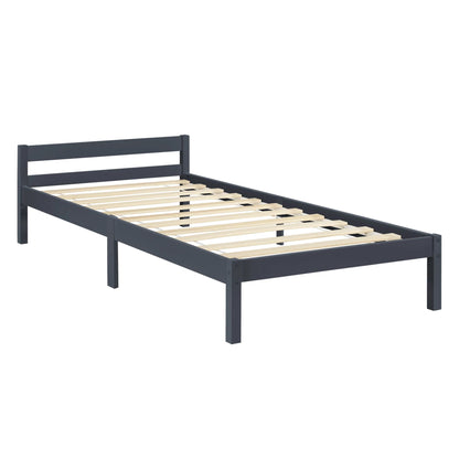 In And OutdoorMatch Houten Bed Chandler - Grenen - Met Bedbodem - 90x200 cm - Donkergrijs - Snelle Montage Eén persoon slapen
