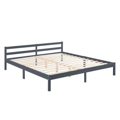 In And OutdoorMatch Houten Bed Fernando - Grenen - Met Bedbodem - 180x200 cm - Donkergrijs - Snelle montage bed twee personen