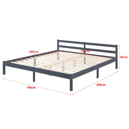 In And OutdoorMatch Houten Bed Fernando - Grenen - Met Bedbodem - 180x200 cm - Donkergrijs - Snelle montage bed twee personen