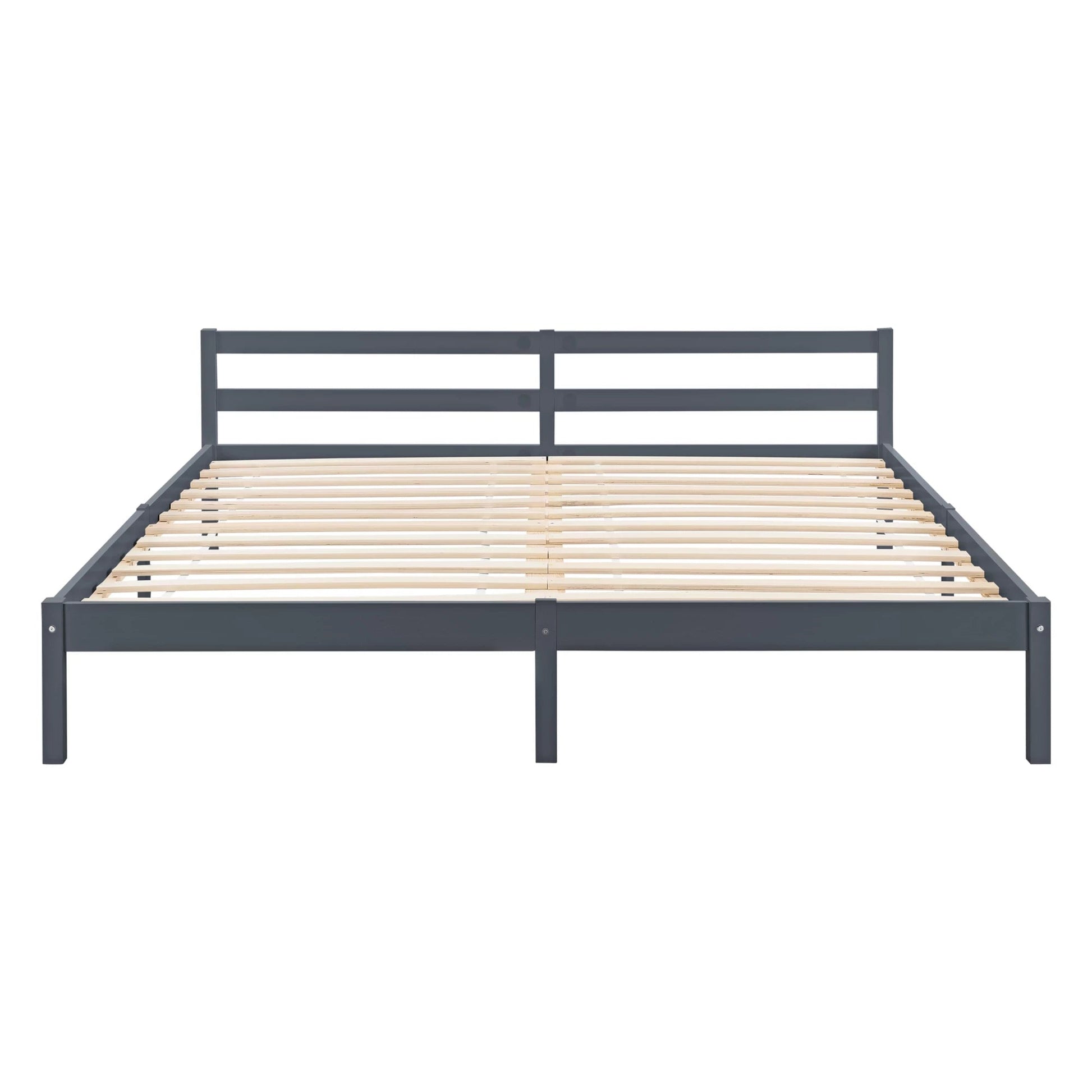 In And OutdoorMatch Houten Bed Fernando - Grenen - Met Bedbodem - 180x200 cm - Donkergrijs - Snelle montage bed twee personen