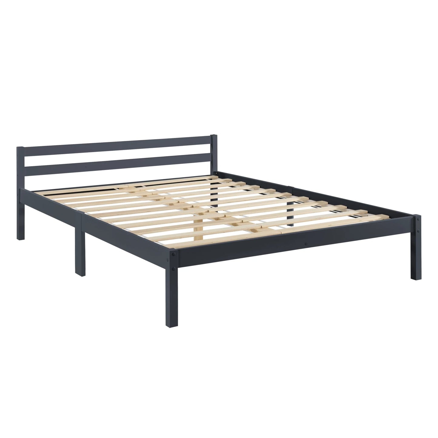 In And OutdoorMatch Houten Bed Jesse - Grenen - Met Bedbodem - 140x200 cm - Donkergrijs - Snelle Montage bed twee personen