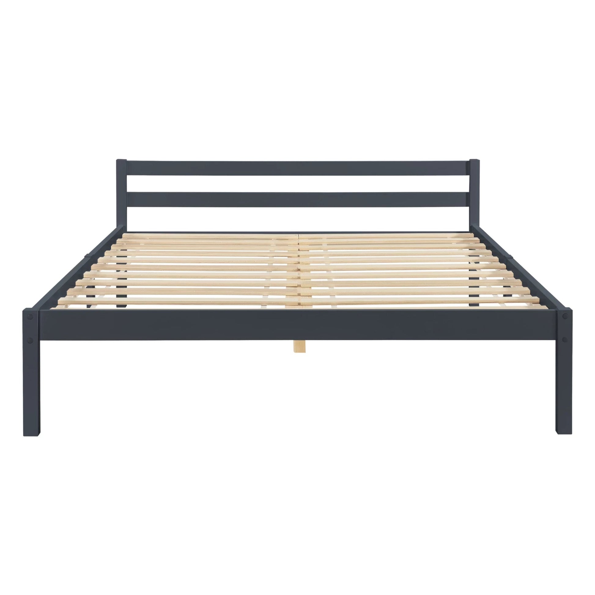 In And OutdoorMatch Houten Bed Jesse - Grenen - Met Bedbodem - 140x200 cm - Donkergrijs - Snelle Montage bed twee personen