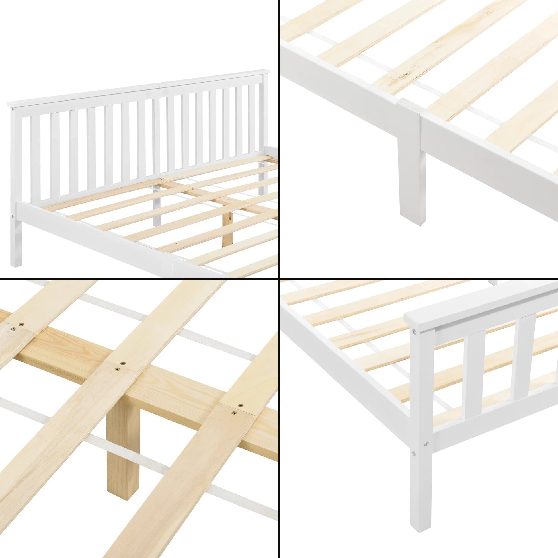 In And OutdoorMatch Houten Bed Jodie - Grenen - Met Bedbodem - 180x200 cm - Wit - Snelle Montage bed twee personen