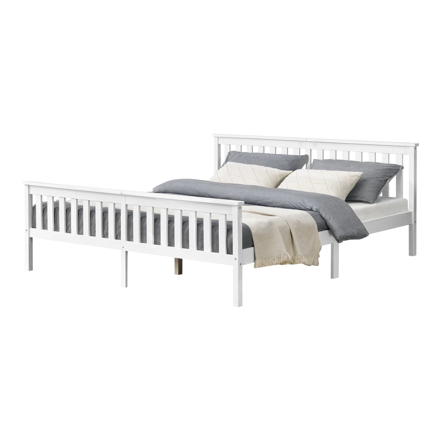 In And OutdoorMatch Houten Bed Jodie - Grenen - Met Bedbodem - 180x200 cm - Wit - Snelle Montage bed twee personen