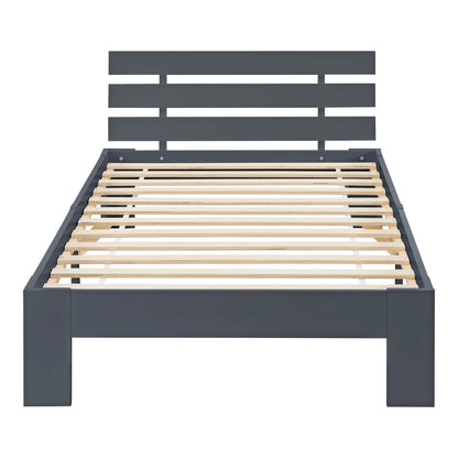 In And OutdoorMatch Houten Bed Salvatore - Grenen - Met Bedbodem - 120x200 cm - Donkergrijs - Snelle Montage Eén persoon slapen