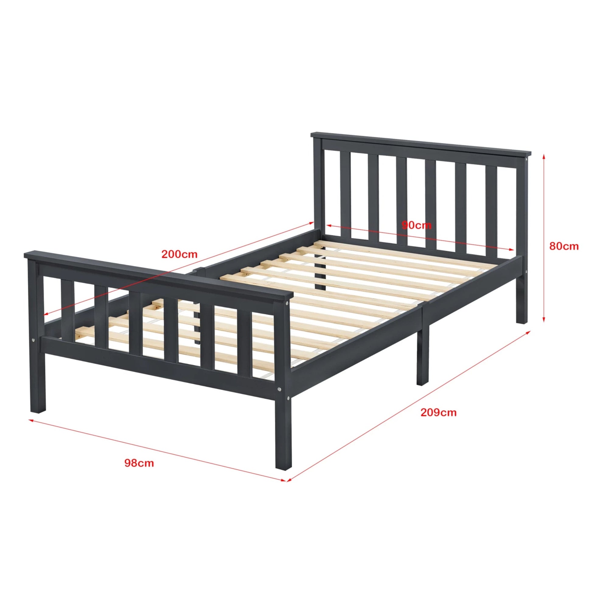 In And OutdoorMatch Houten Bed Virginia - Met Bedbodem - 90x200 cm - Wit - Snelle Montage Eén persoon slapen