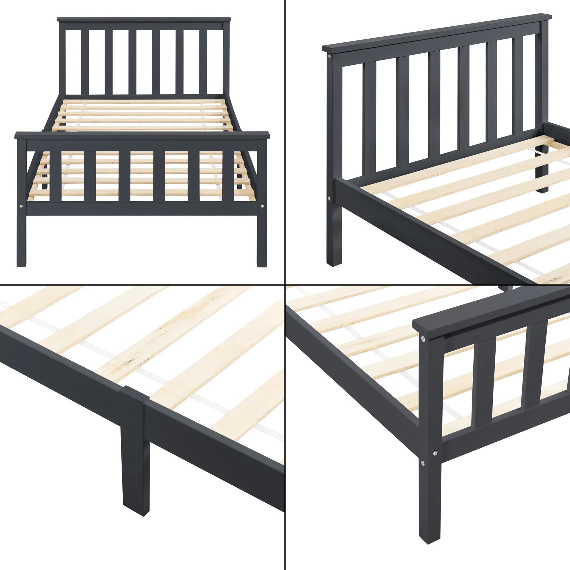 In And OutdoorMatch Houten Bed Virginia - Met Bedbodem - 90x200 cm - Wit - Snelle Montage Eén persoon slapen