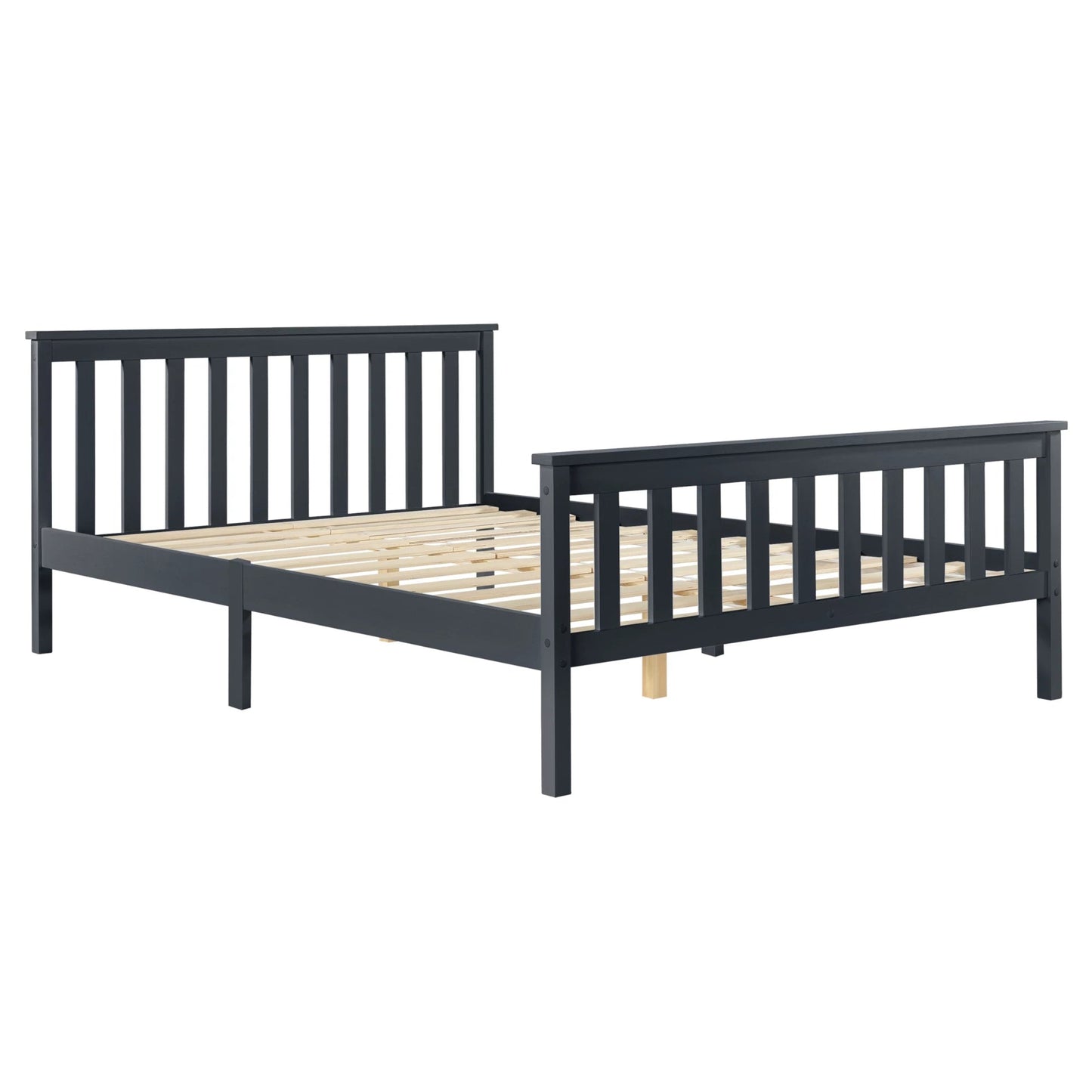 In And OutdoorMatch Houten Bed Wilton - Met Bedbodem - 160x200 cm - Donkergrijs - Snelle Montage bed twee personen