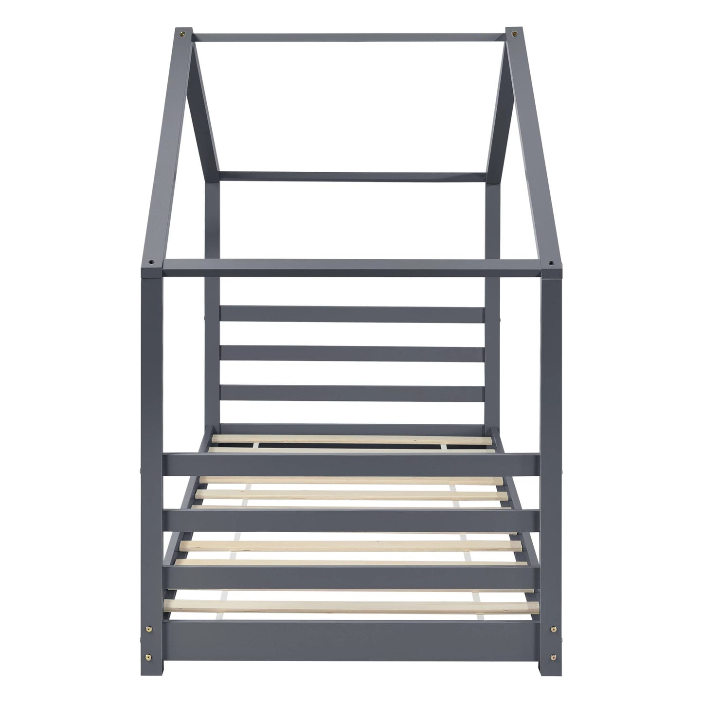 In And OutdoorMatch Kinderbed Jay - Huisbed - Met bedbodem - 90x200cm - Voor meisjes - Voor jongens - Voor kinderen - Donkergrijs Kinder bedden