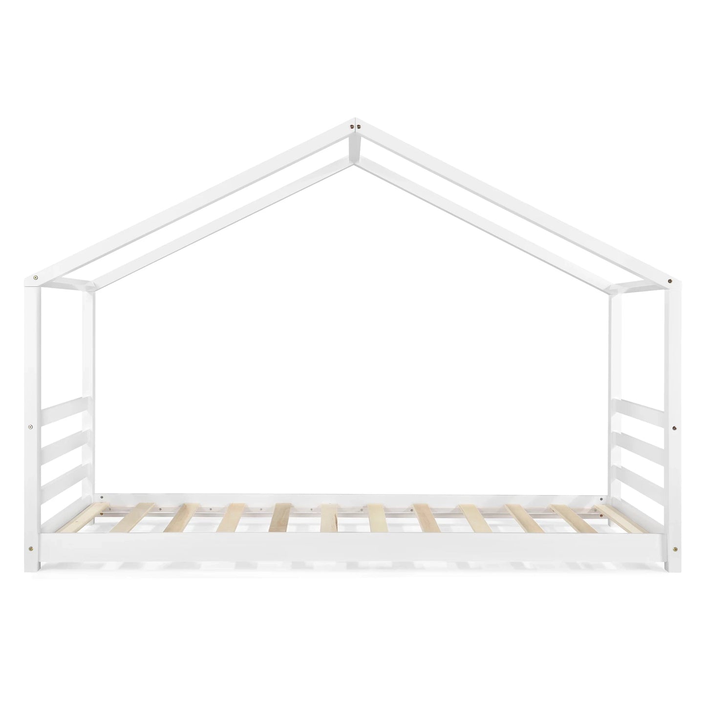 In And OutdoorMatch Kinderbed Nathanael - Met Bedbodem - Grenen - Huisbed - 90x200 cm - Wit - Voor meisjes - Voor jongens - Voor kinderen Kinder bedden