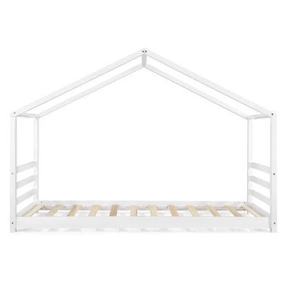 In And OutdoorMatch Kinderbed Nathanael - Met Bedbodem - Grenen - Huisbed - 90x200 cm - Wit - Voor meisjes - Voor jongens - Voor kinderen Kinder bedden