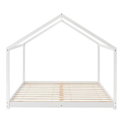 In And OutdoorMatch Kinderbed Vercoulen - Huisbed - Met Lattenbodem - 160x200cm - Wit - Snelle Montage bed twee personen