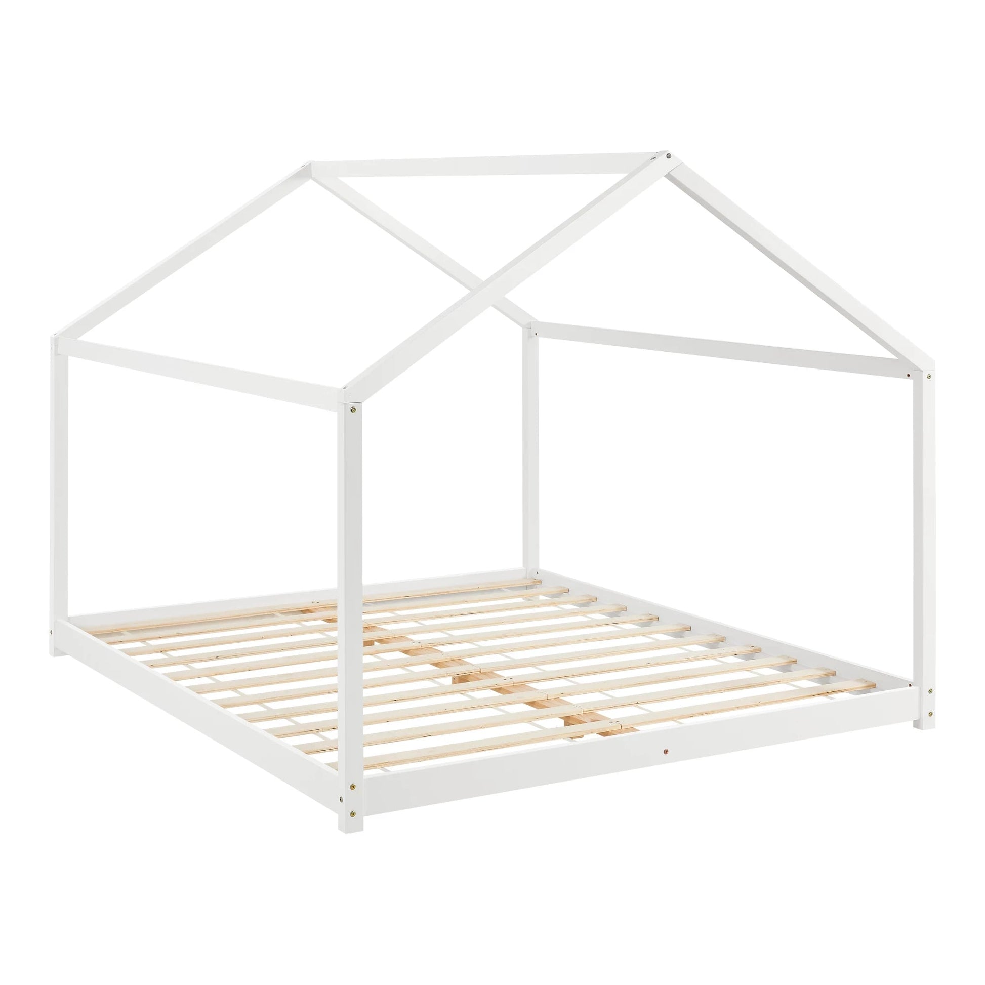 In And OutdoorMatch Kinderbed Vercoulen - Huisbed - Met Lattenbodem - 160x200cm - Wit - Snelle Montage bed twee personen