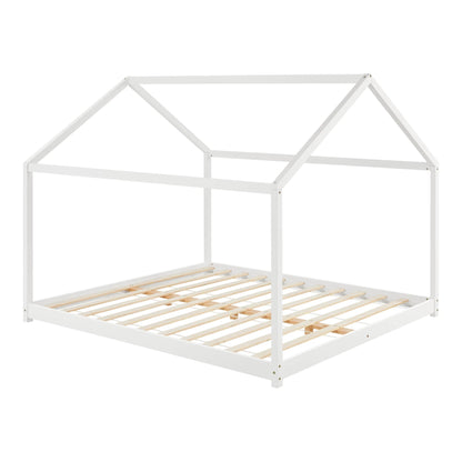 In And OutdoorMatch Kinderbed Vercoulen - Huisbed - Met Lattenbodem - 160x200cm - Wit - Snelle Montage bed twee personen